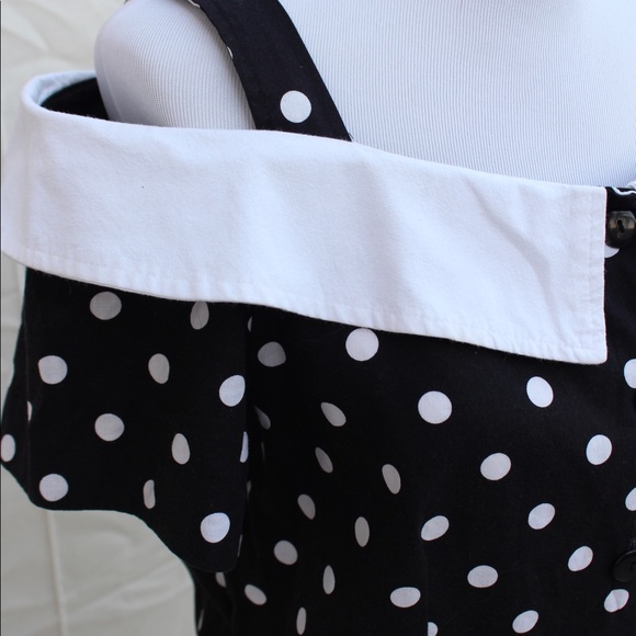 Vintage 80s Black/White Polka Dot Romper - Picture 5 of 5